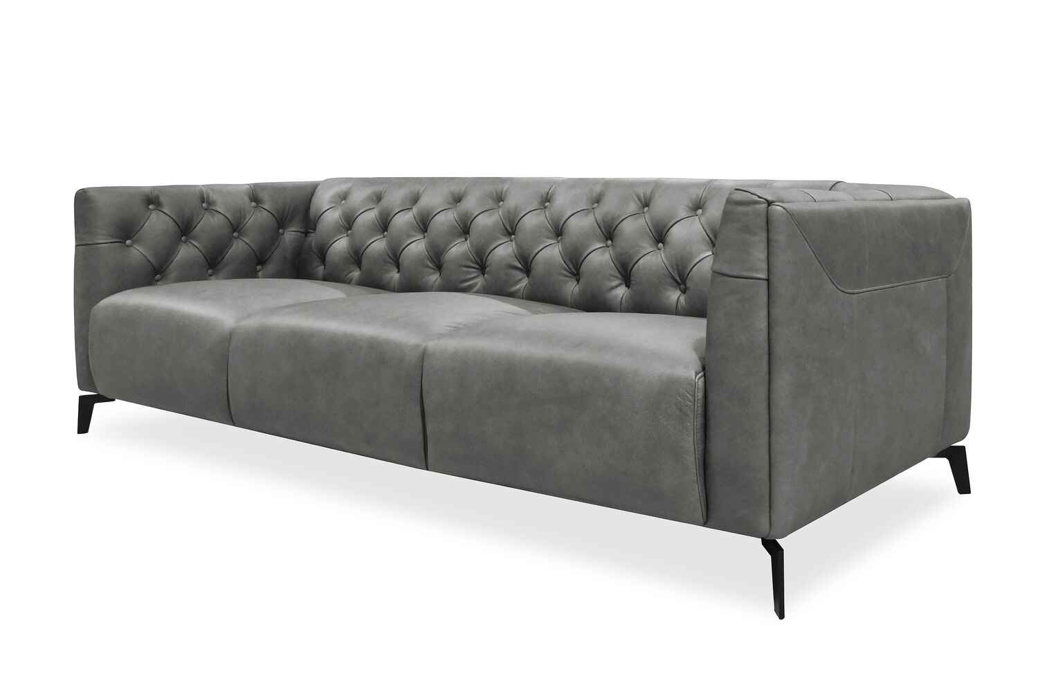 Johnston 3.5 Seater Leather Sofa Set Dark Gery - Quality Rugs and Furniture