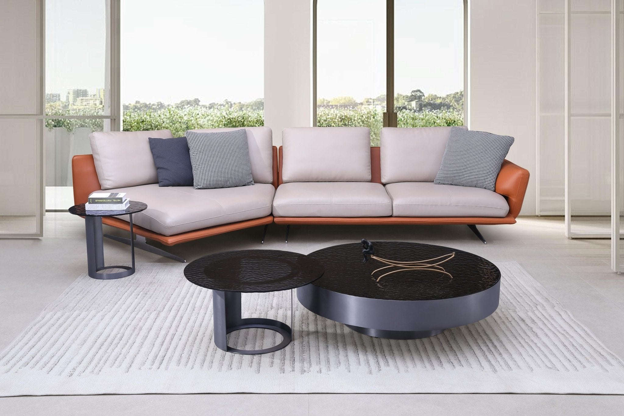 Jolien Modern Customized Grey Glass Top Stainless Steel Base Coffee Table - Quality Rugs and Furniture