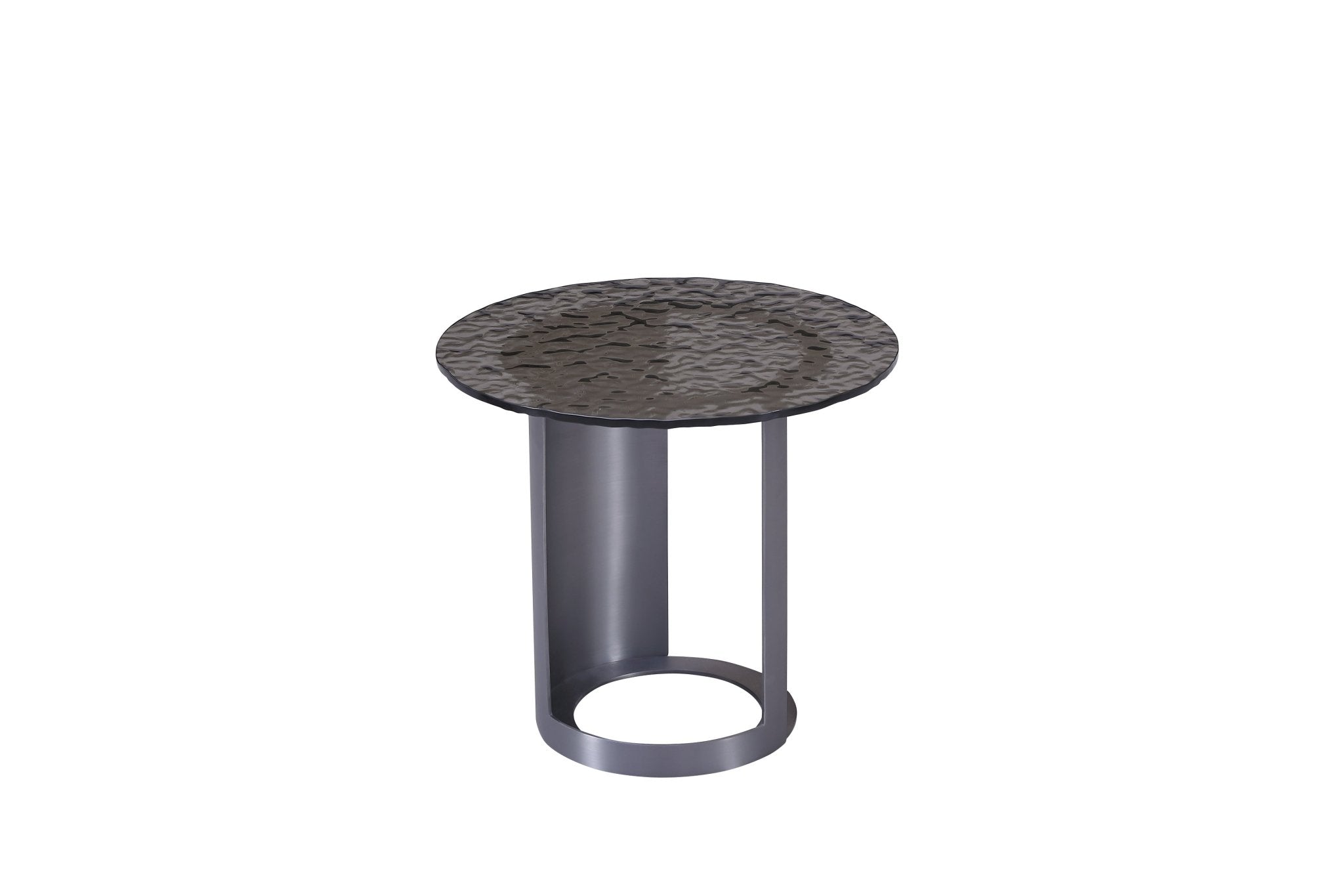 Jolien Modern Customized Grey Glass Top Stainless Steel Base Side Table - Quality Rugs and Furniture