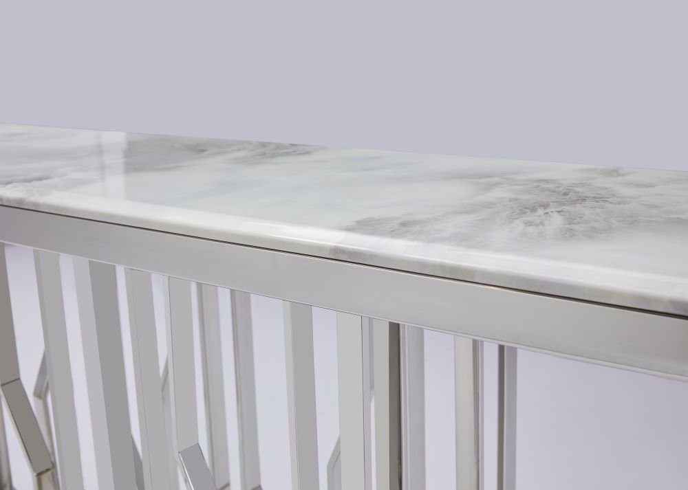 Kaia Hallway Console Table Stainless Steel Base Marble Silver - Quality Rugs and Furniture