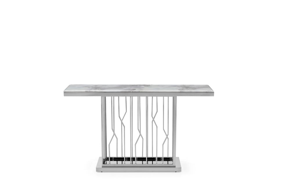 Kaia Hallway Console Table Stainless Steel Base Marble Silver - Quality Rugs and Furniture