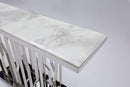 Kaia Hallway Console Table Stainless Steel Base Marble Silver - Quality Rugs and Furniture