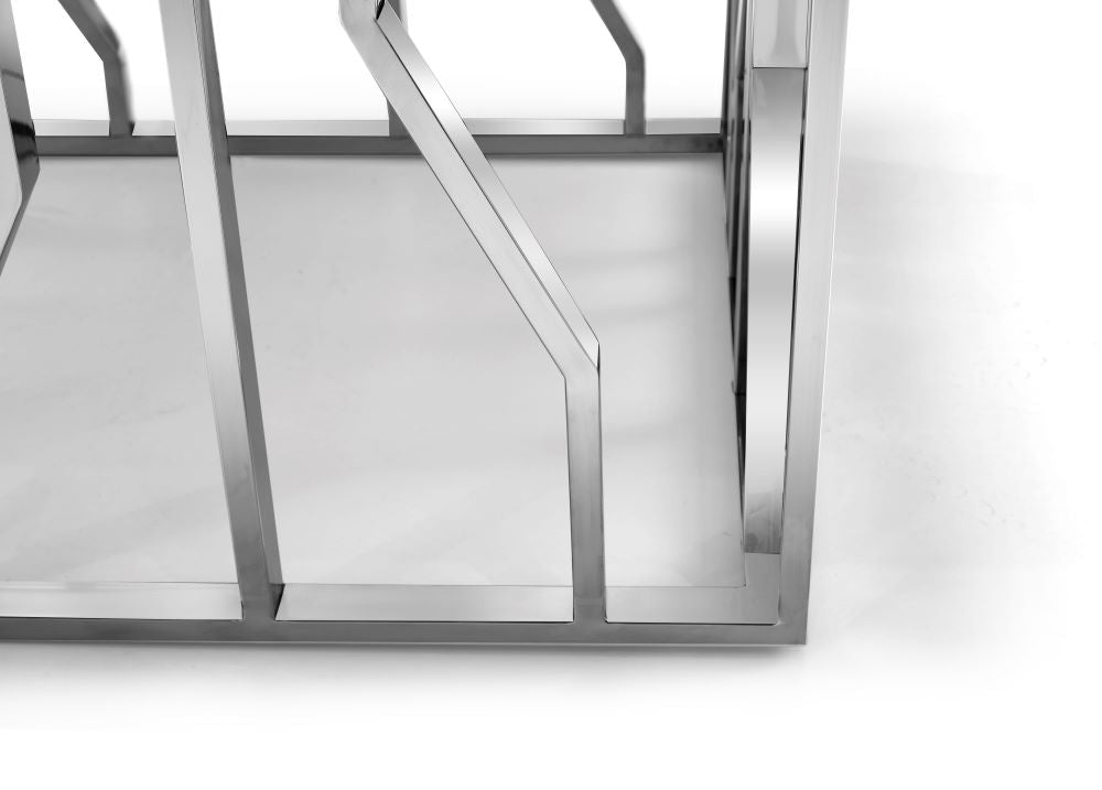 Kaia Marble Top Stainless Steel Base Marble Top Coffee Table Silver - Quality Rugs and Furniture