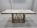 Kaia Stainless Steel Base Marble Top Dining Table Gold - Quality Rugs and Furniture