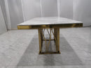 Kaia Stainless Steel Base Marble Top Dining Table Gold - Quality Rugs and Furniture