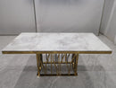 Kaia Stainless Steel Base Marble Top Dining Table Gold - Quality Rugs and Furniture