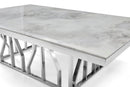 Kaia Stainless Steel Base Marble Top Dining Table Silver - Quality Rugs and Furniture