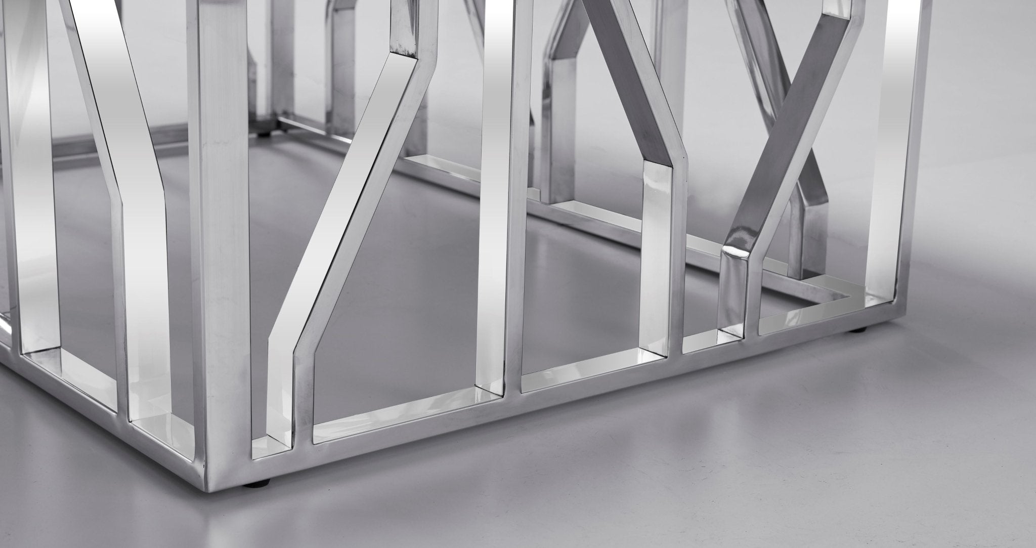 Kaia Stainless Steel Base Marble Top Dining Table Silver - Quality Rugs and Furniture