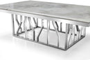 Kaia Stainless Steel Base Marble Top Dining Table Silver - Quality Rugs and Furniture