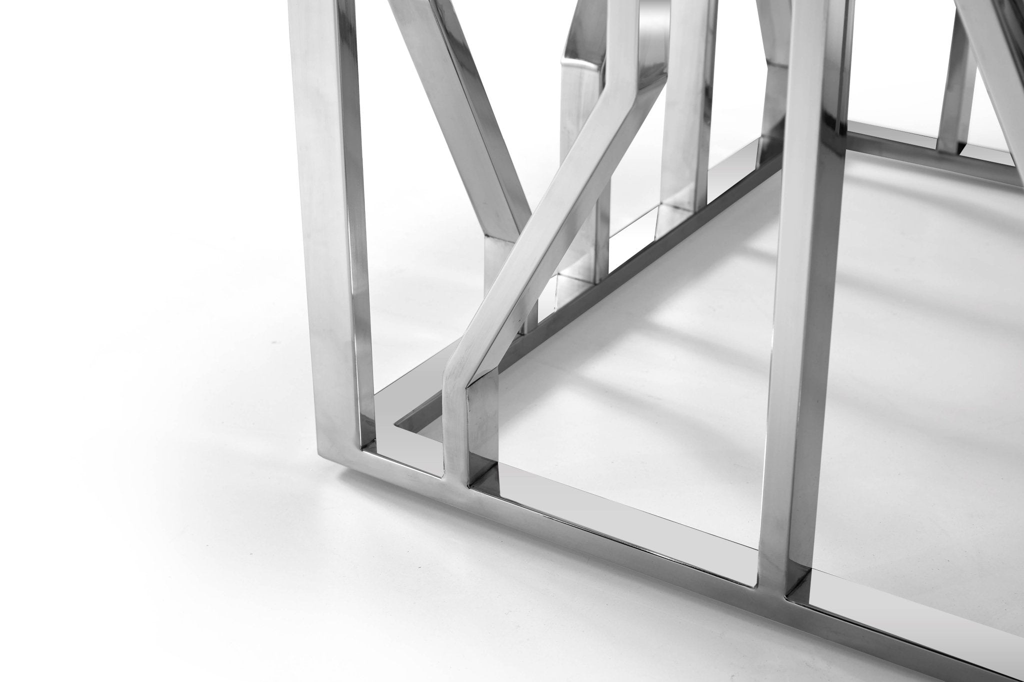 Kaia Stainless Steel Base Marble Top Dining Table Silver - Quality Rugs and Furniture