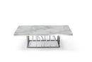 Kaia Stainless Steel Base Marble Top Dining Table Silver - Quality Rugs and Furniture