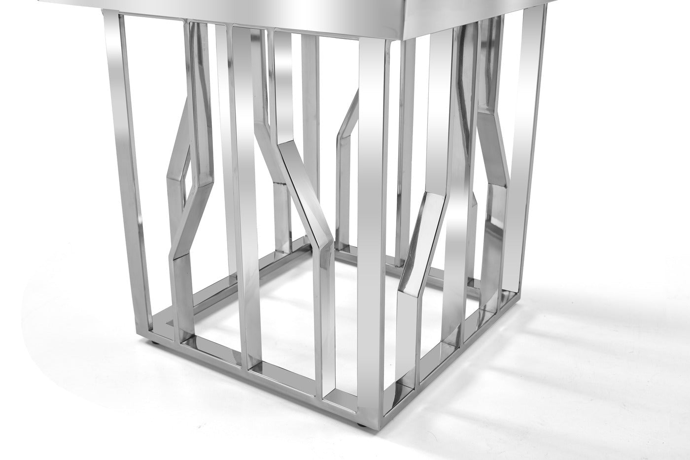 Kaia Stainless Steel Base Marble Top Side Table Silver - Quality Rugs and Furniture