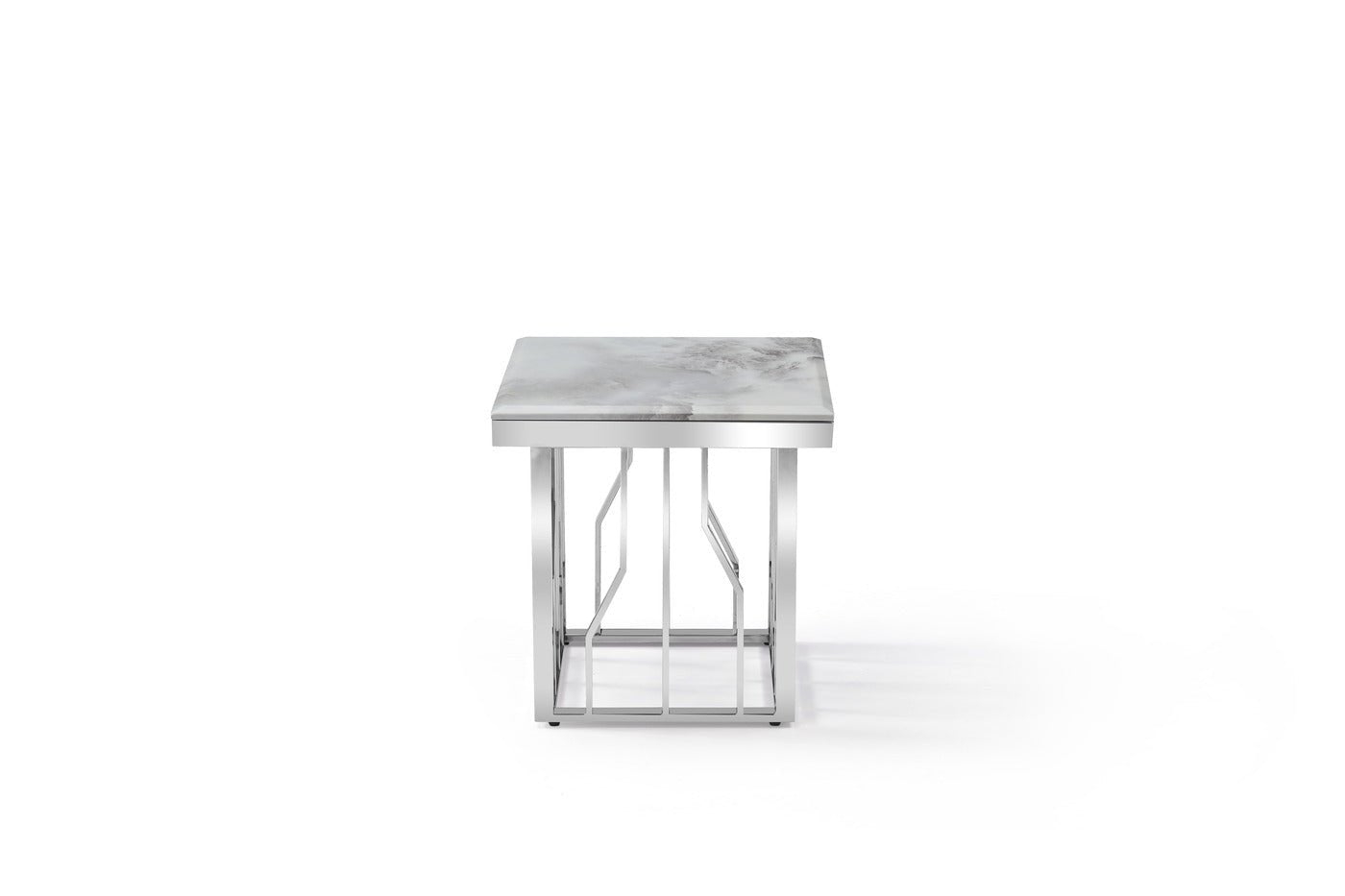 Kaia Stainless Steel Base Marble Top Side Table Silver - Quality Rugs and Furniture