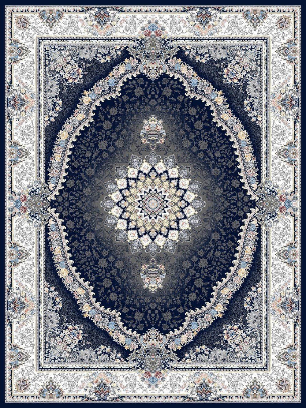 Kamand Traditional Persian Area Rug Navy Blue - Quality Rugs and Furniture
