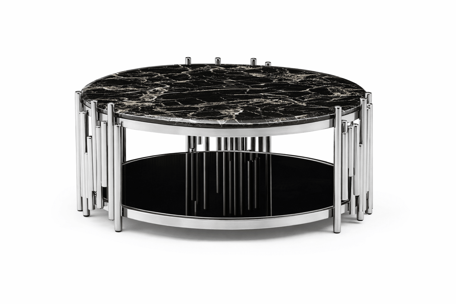 Kylie Coffee Table Stainless Steel Base Marble Top Round Gold - Quality Rugs and Furniture