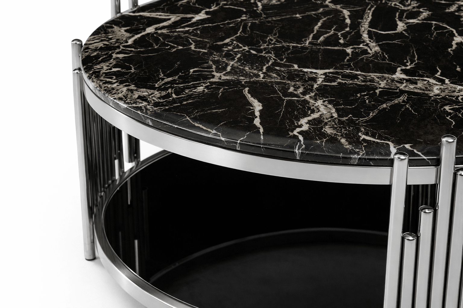 Kylie Coffee Table Stainless Steel Base Marble Top Round Gold - Quality Rugs and Furniture