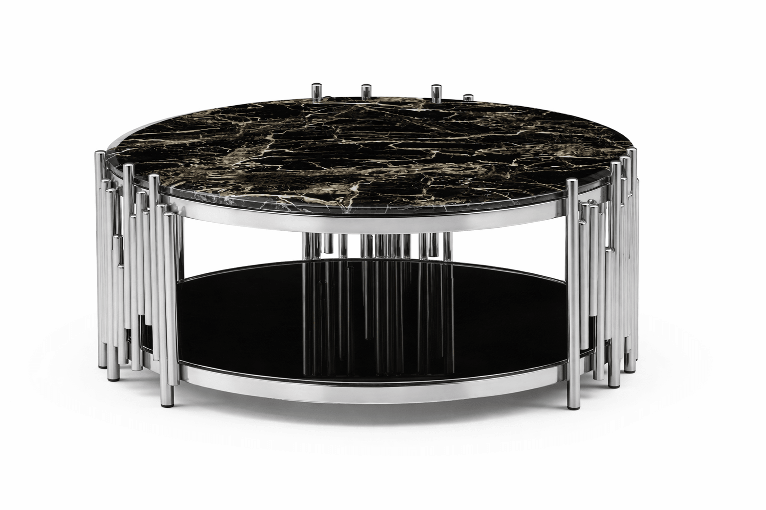 Kylie Coffee Table Stainless Steel Base Marble Top Round Gold - Quality Rugs and Furniture