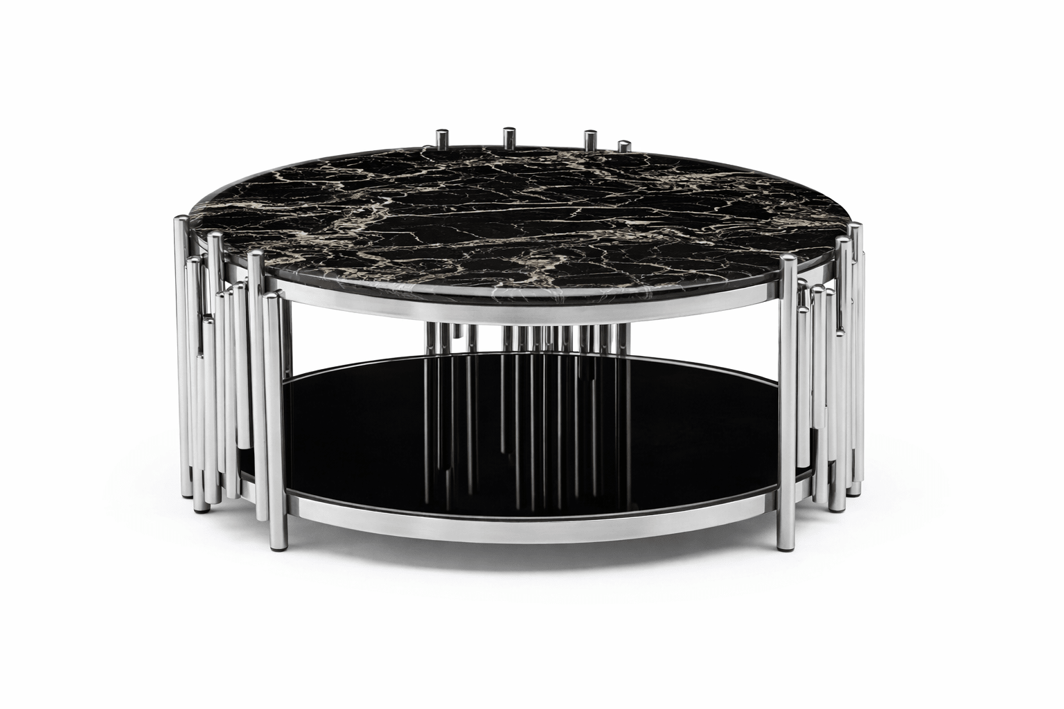 Kylie Coffee Table Stainless Steel Base Marble Top Round Gold - Quality Rugs and Furniture