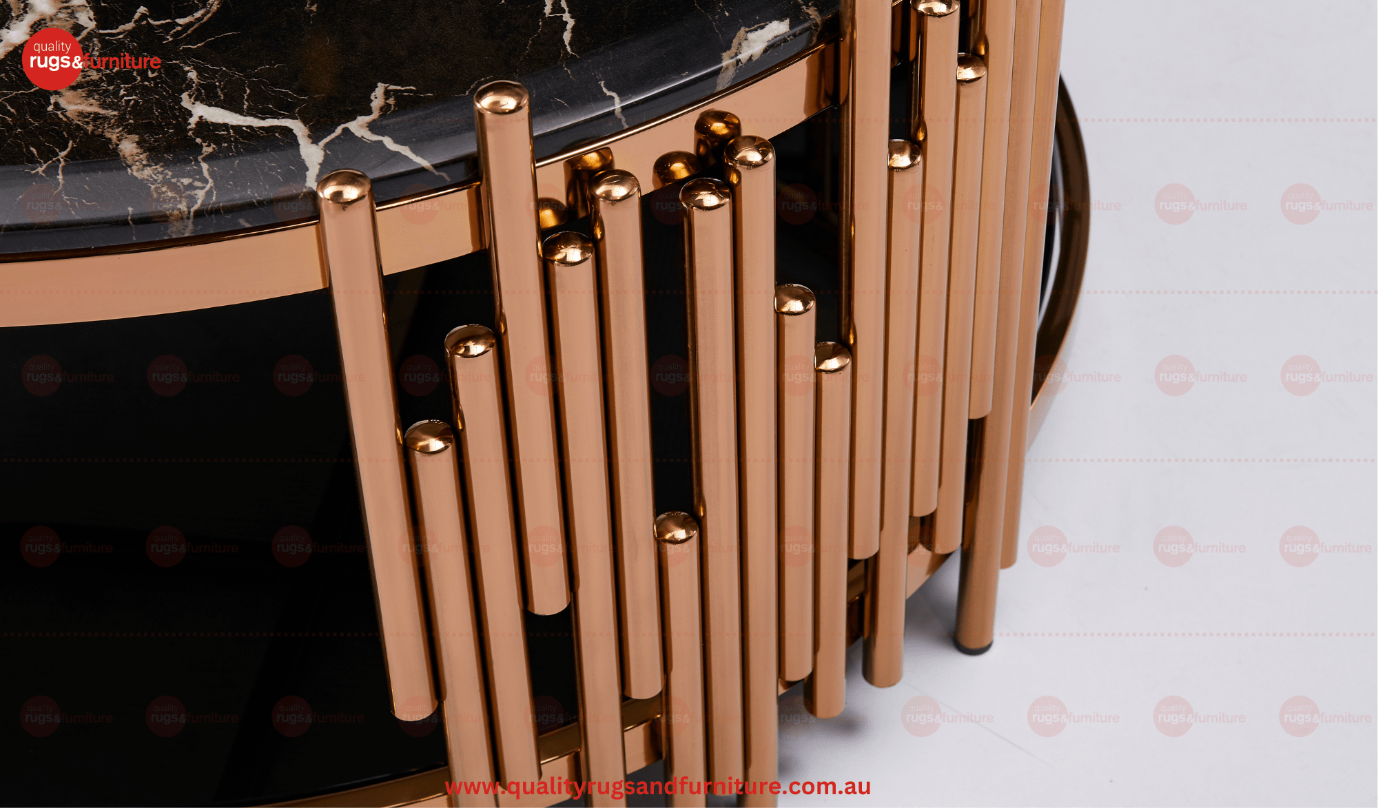 Kylie Coffee Table Stainless Steel Base Marble Top Round Rose Gold - Quality Rugs and Furniture