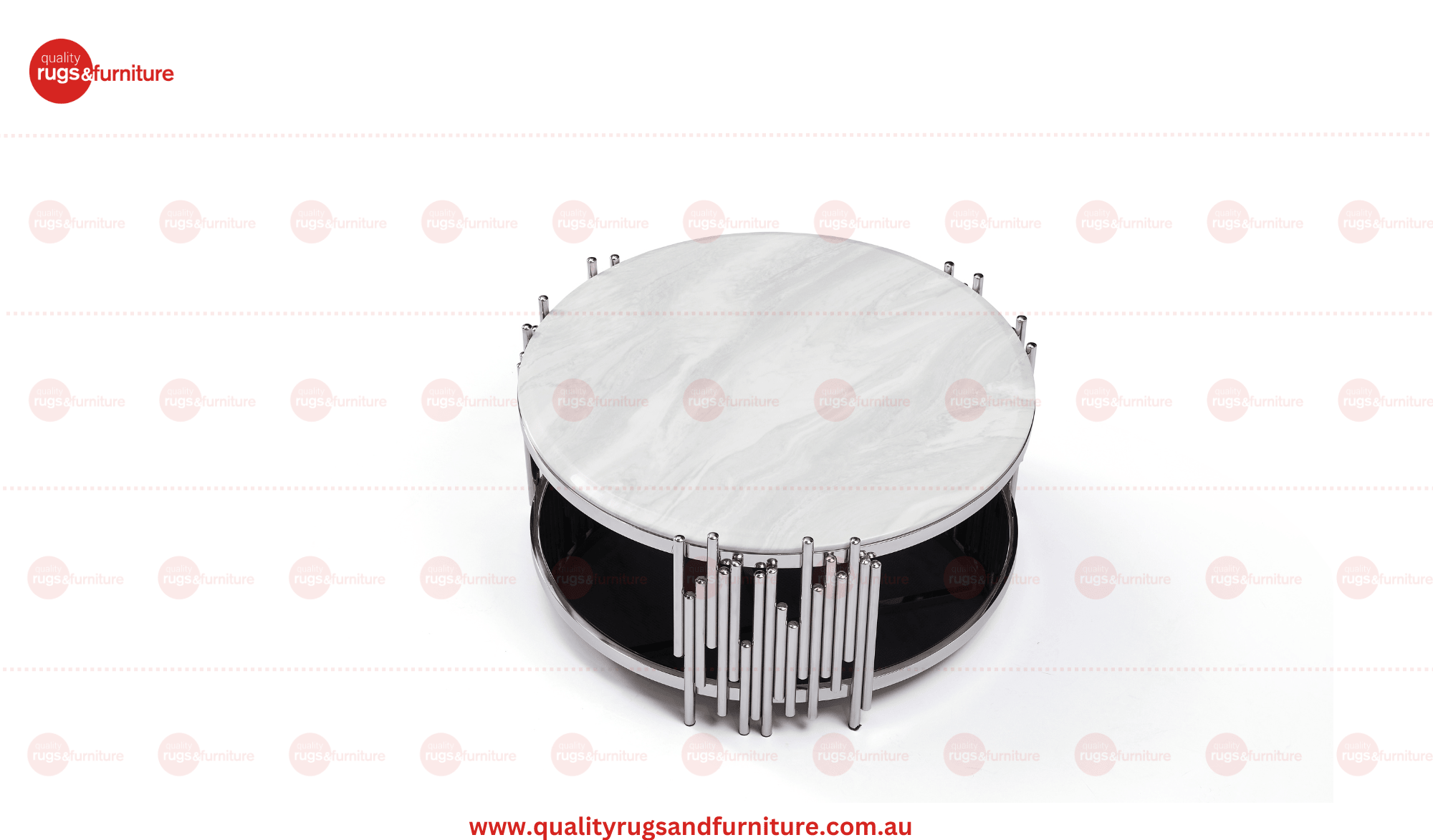 Kylie Coffee Table Stainless Steel Base Marble Top Silver - Quality Rugs and Furniture