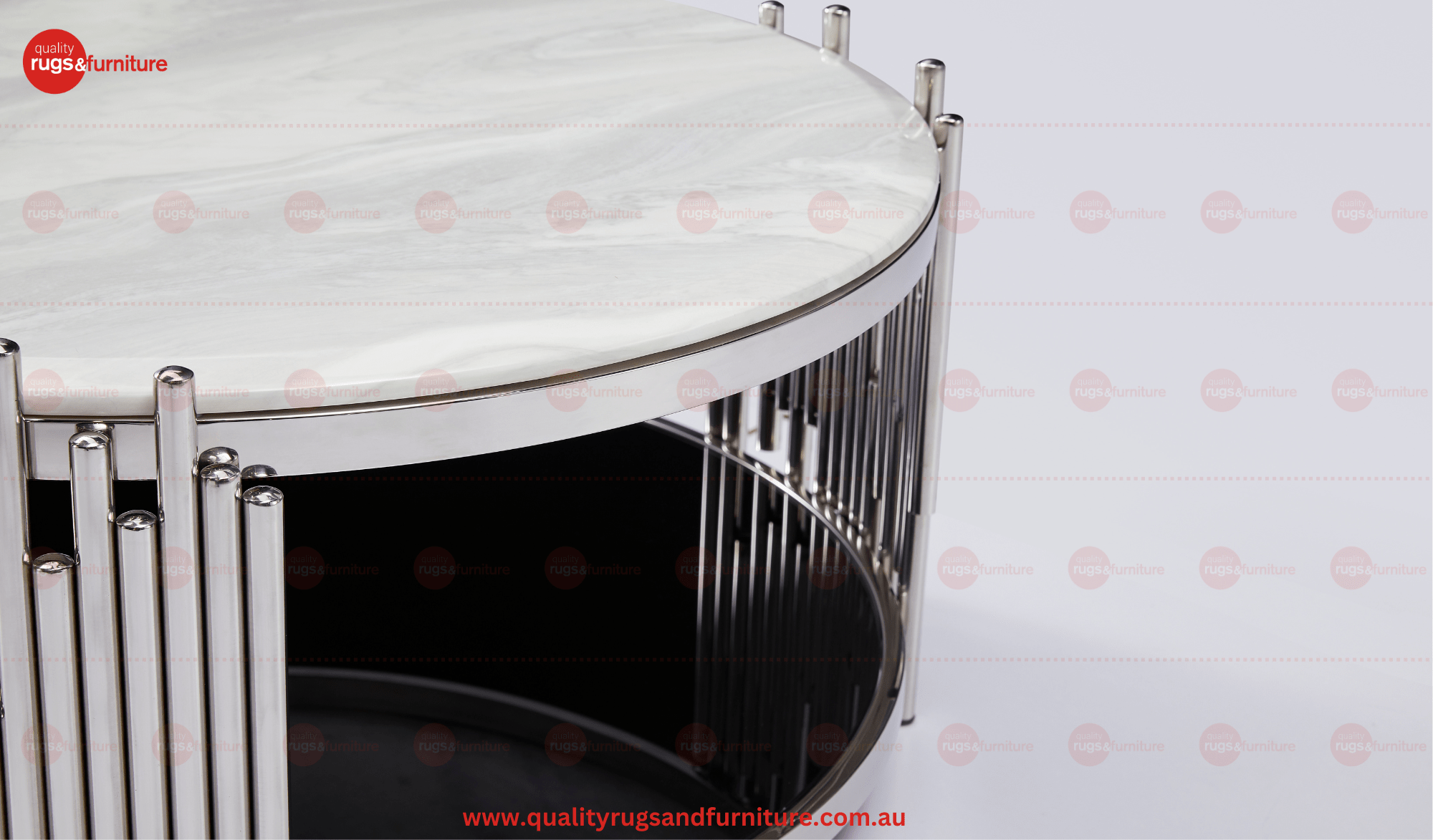 Kylie Coffee Table Stainless Steel Base Marble Top Silver - Quality Rugs and Furniture