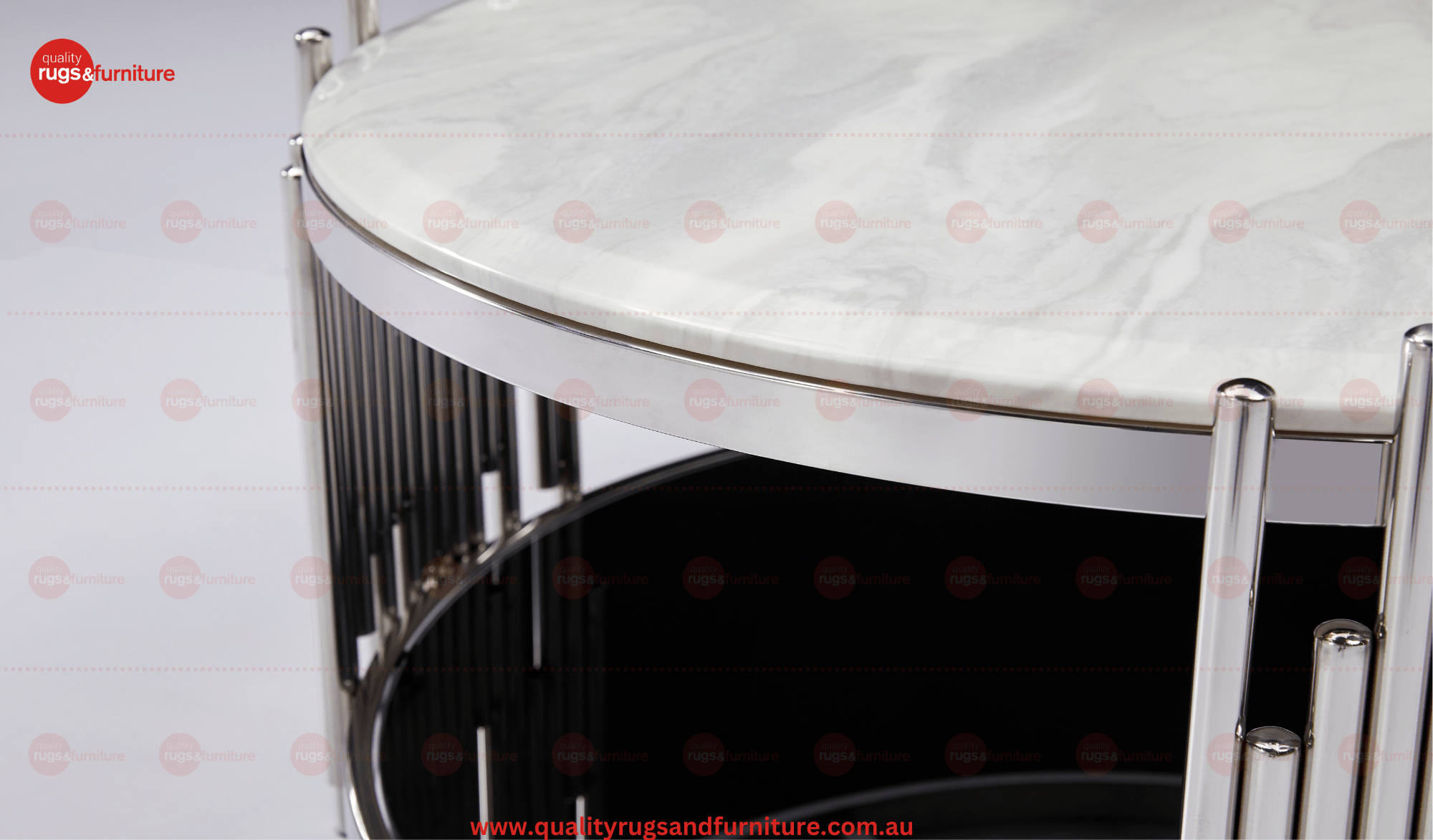 Kylie Coffee Table Stainless Steel Base Marble Top Silver - Quality Rugs and Furniture