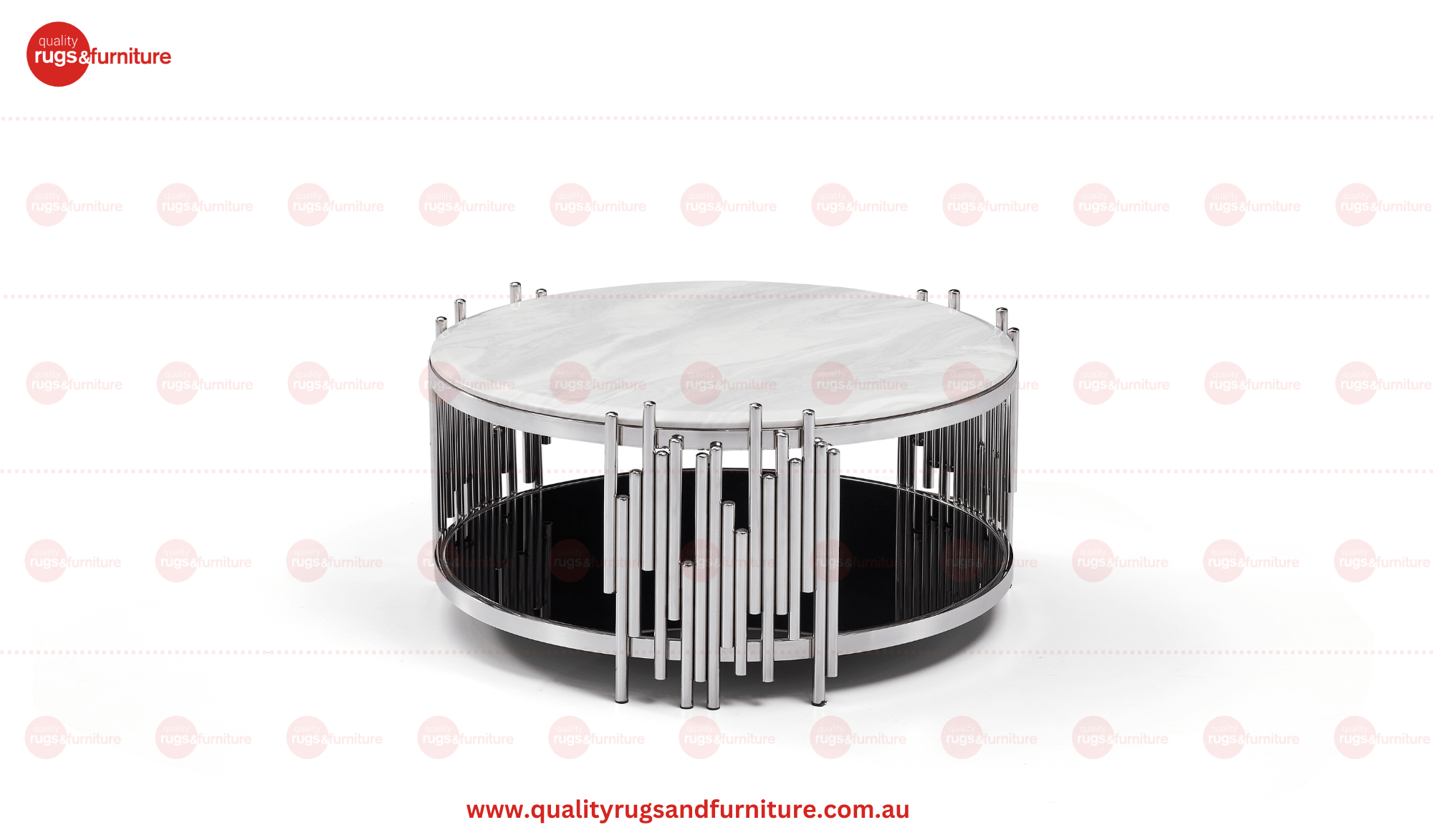 Kylie Coffee Table Stainless Steel Base Marble Top Silver - Quality Rugs and Furniture