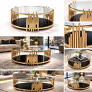 Kylie Round Coffee Table Stainless Steel Base Clear Glass Top Gold - Quality Rugs and Furniture