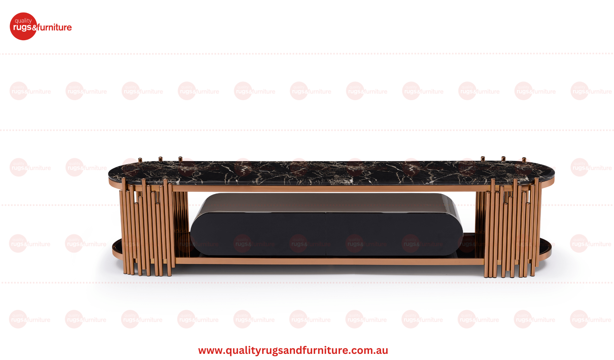 Kylie Tv Unit Stainless Steel Base Marble Top Decorative Rose Gold - Quality Rugs and Furniture