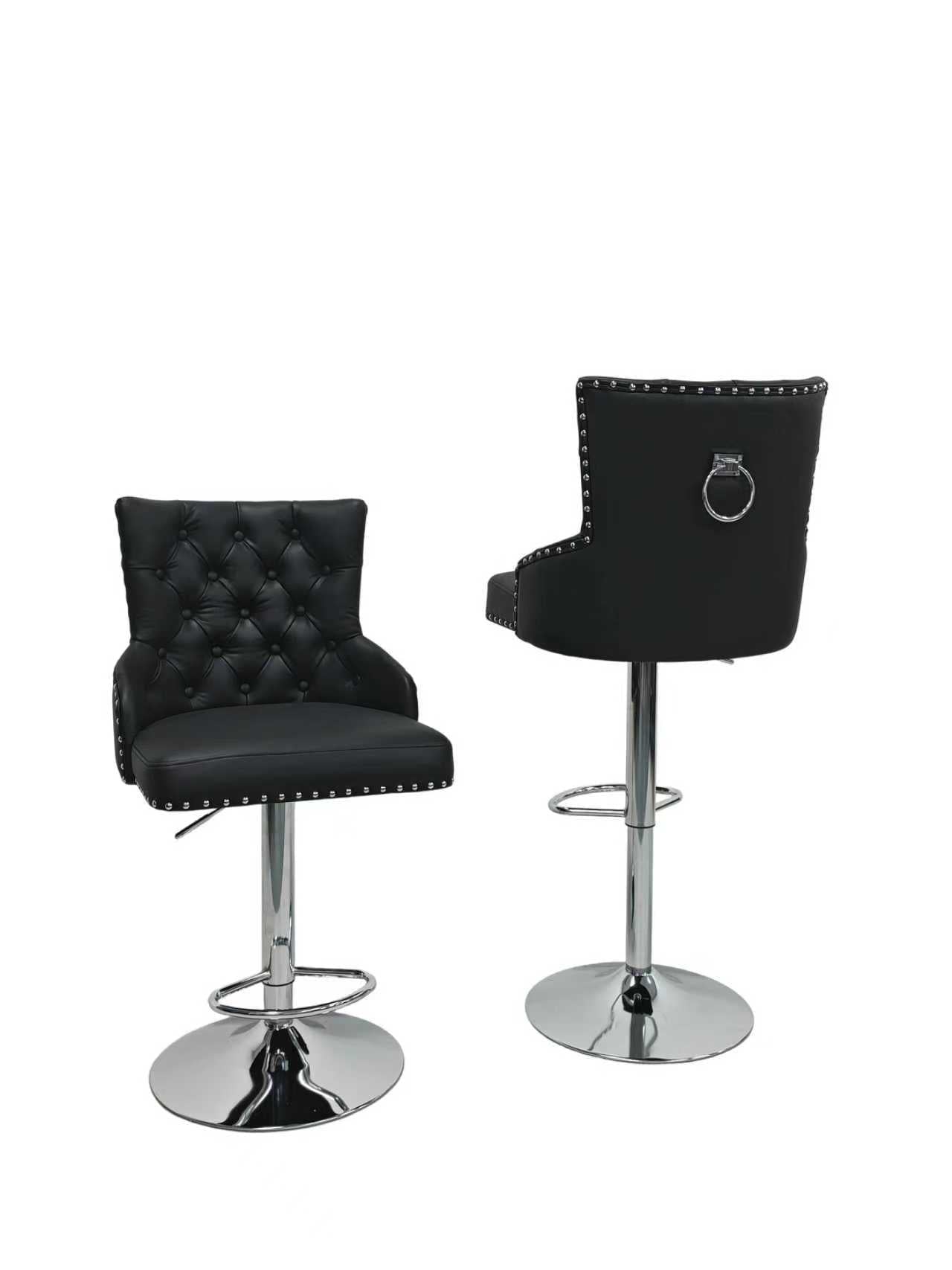 Leo Modern Lift Bar Chair Silver Leg Black Leather - Quality Rugs and Furniture