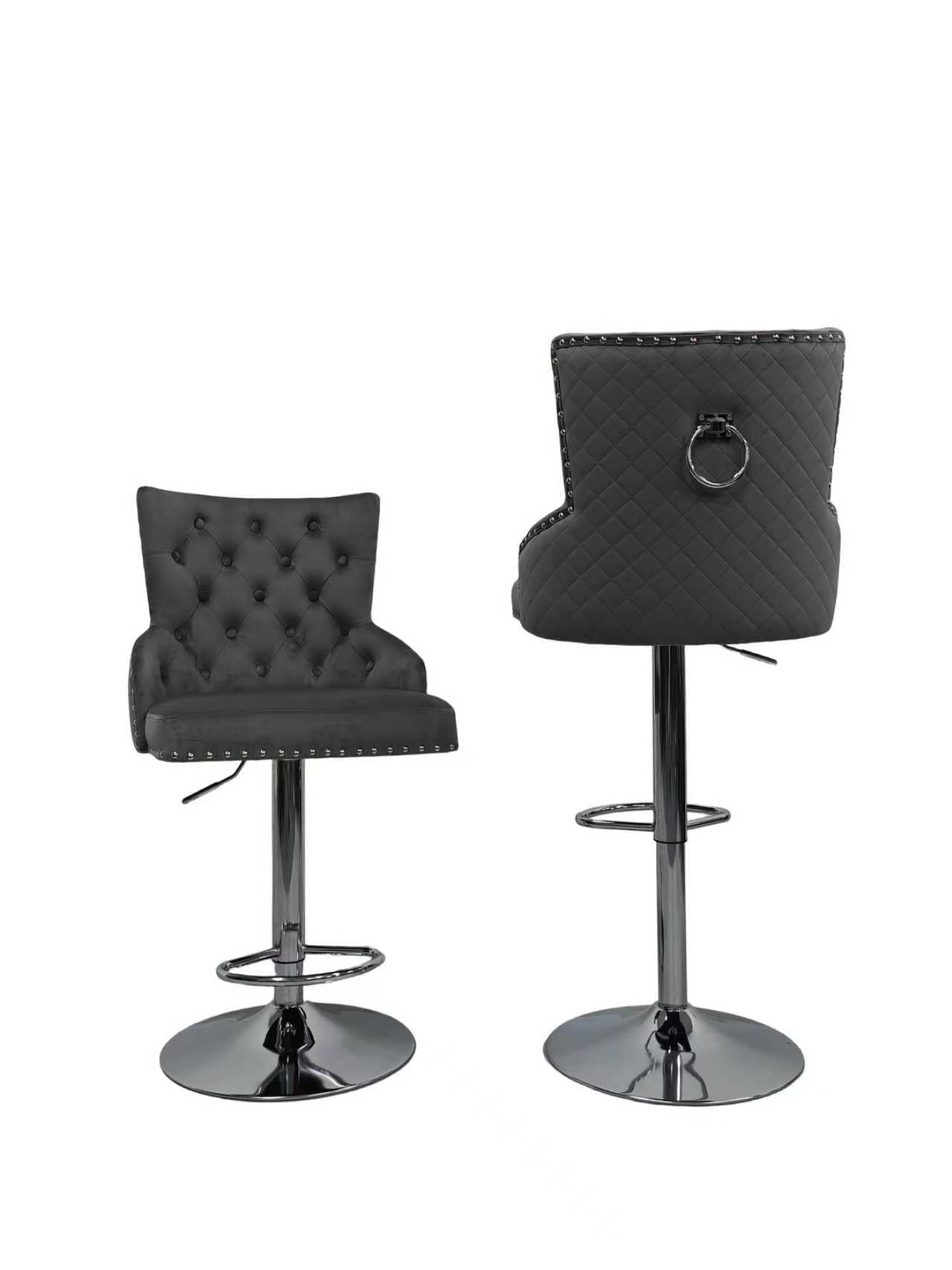 Leo Modern Lift Bar Chair Silver Leg Grey Velvet - Quality Rugs and Furniture