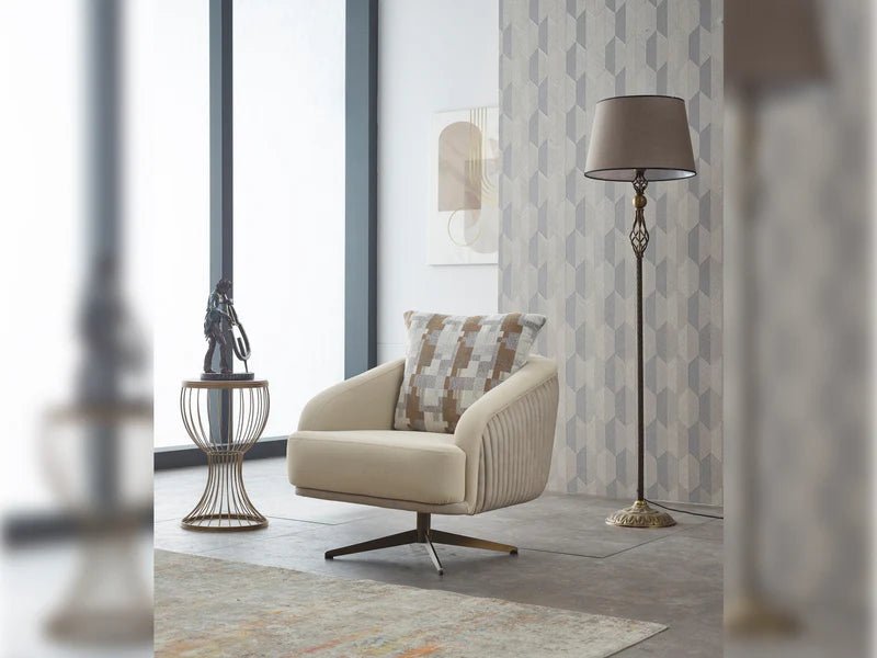 Loft Beige Velvet Contemporary Sofa Set - Quality Rugs and Furniture