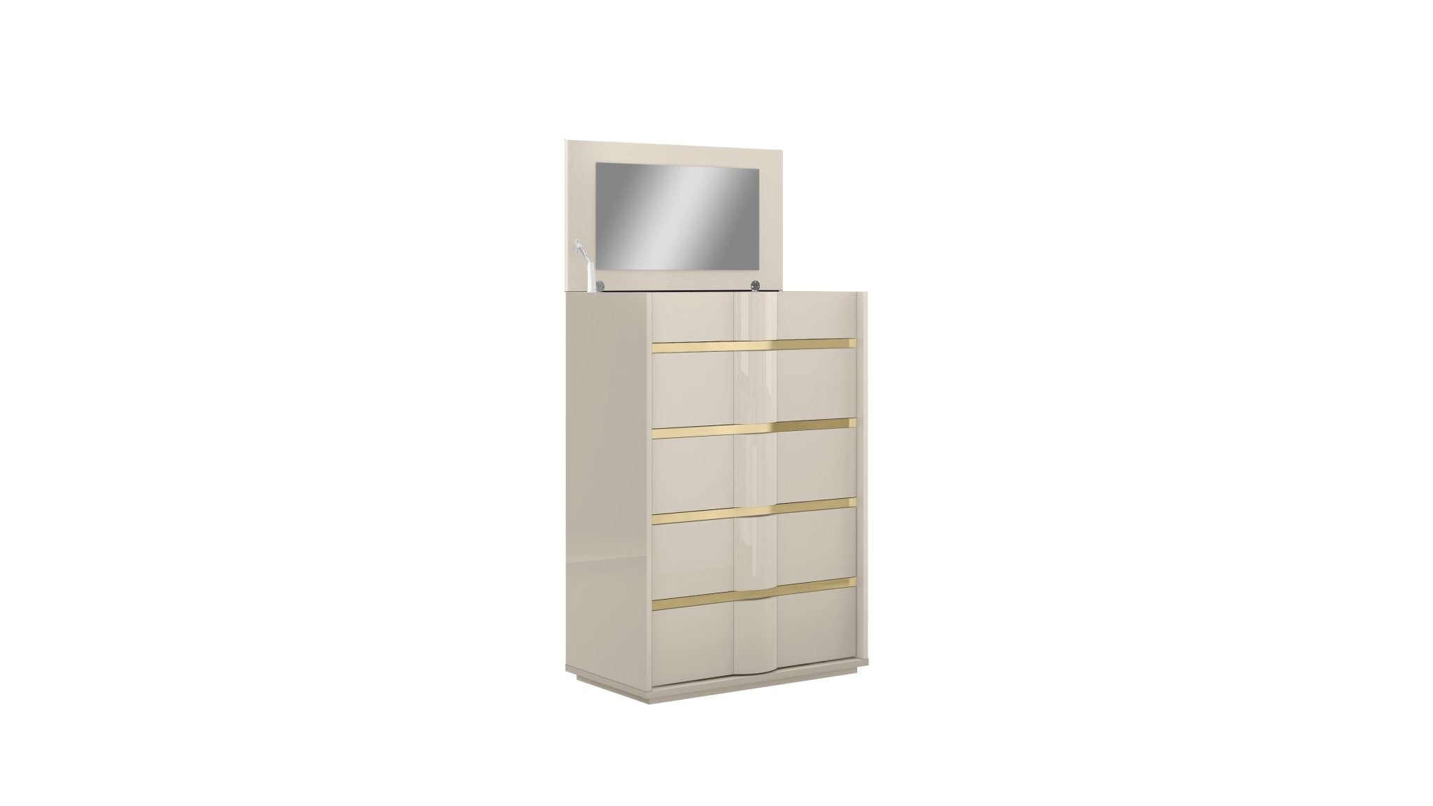 Lumina Beige Lacquer Bedroom Suite Queen Bed - Quality Rugs and Furniture