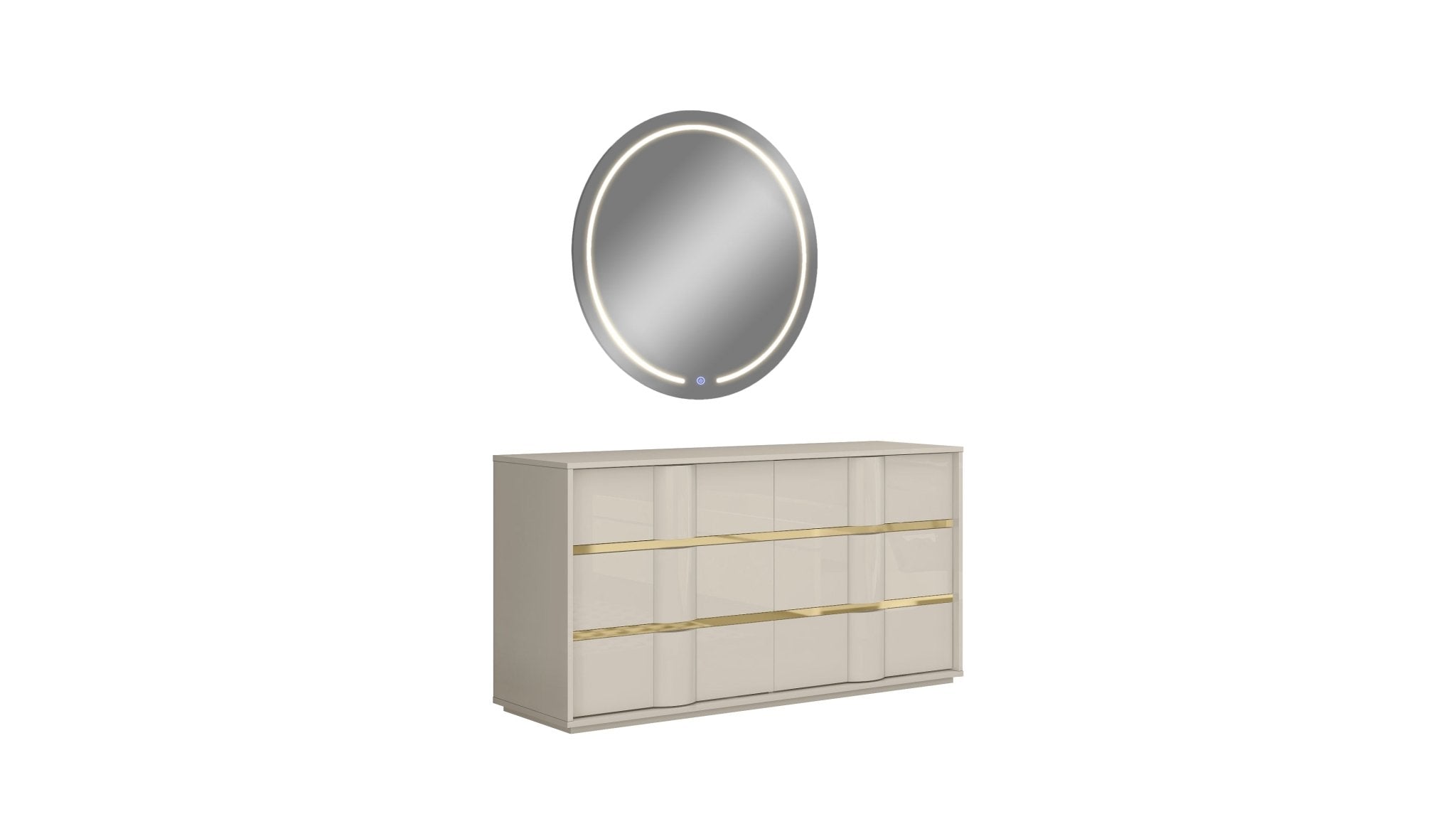 Lumina Beige Lacquer Bedroom Suite Queen Bed - Quality Rugs and Furniture