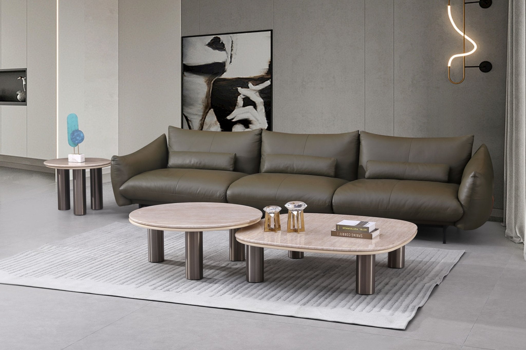 Luner Modern Golden Marble Top Stainless Steel Base Coffee Table - Quality Rugs and Furniture