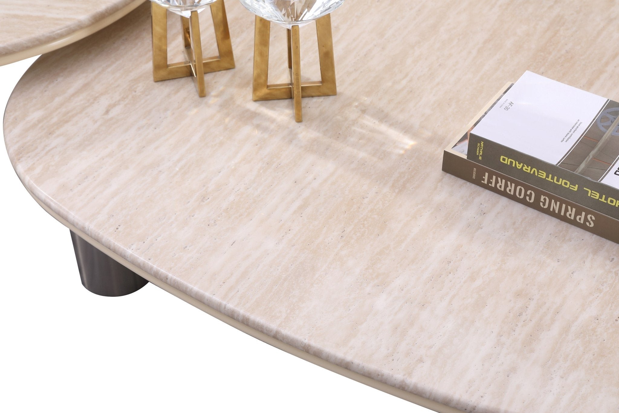 Luner Modern Golden Marble Top Stainless Steel Base Coffee Table - Quality Rugs and Furniture