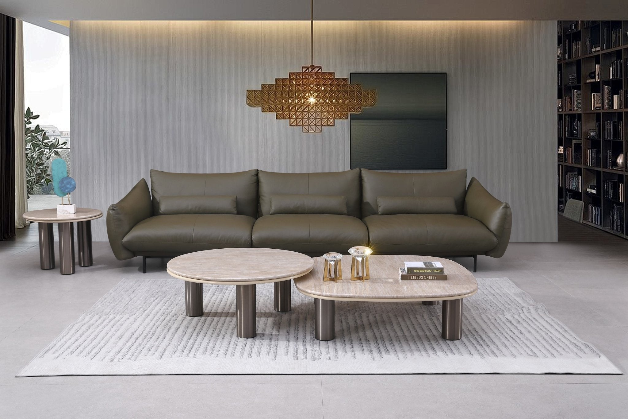 Luner Modern Golden Marble Top Stainless Steel Base Coffee Table - Quality Rugs and Furniture