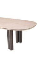 Luner Modern Golden Marble Top Stainless Steel Base Dining Table - Quality Rugs and Furniture