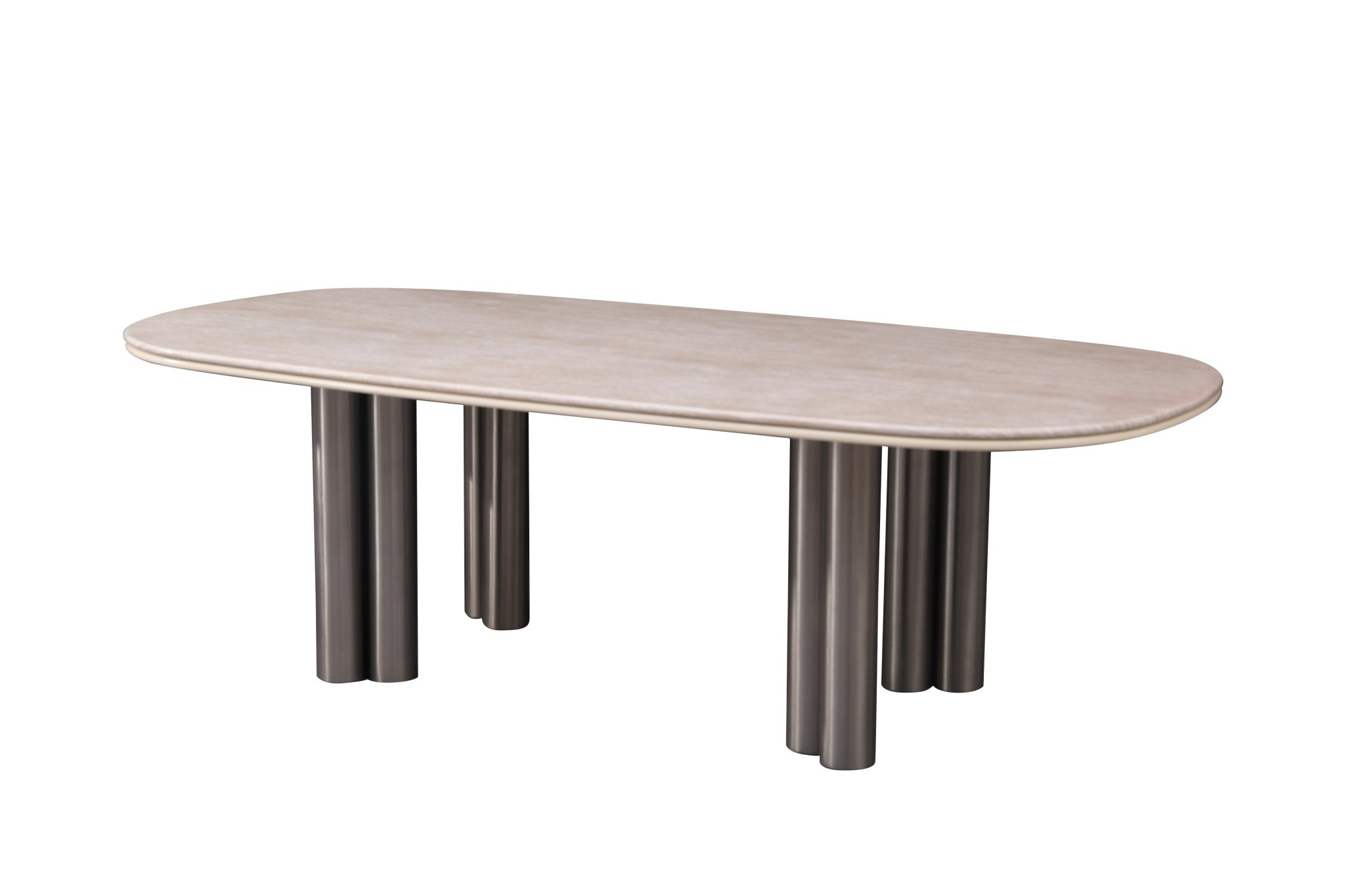 Luner Modern Golden Marble Top Stainless Steel Base Dining Table - Quality Rugs and Furniture