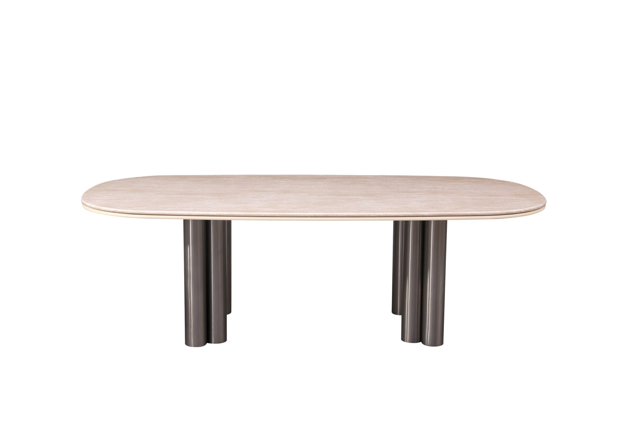 Luner Modern Golden Marble Top Stainless Steel Base Dining Table - Quality Rugs and Furniture