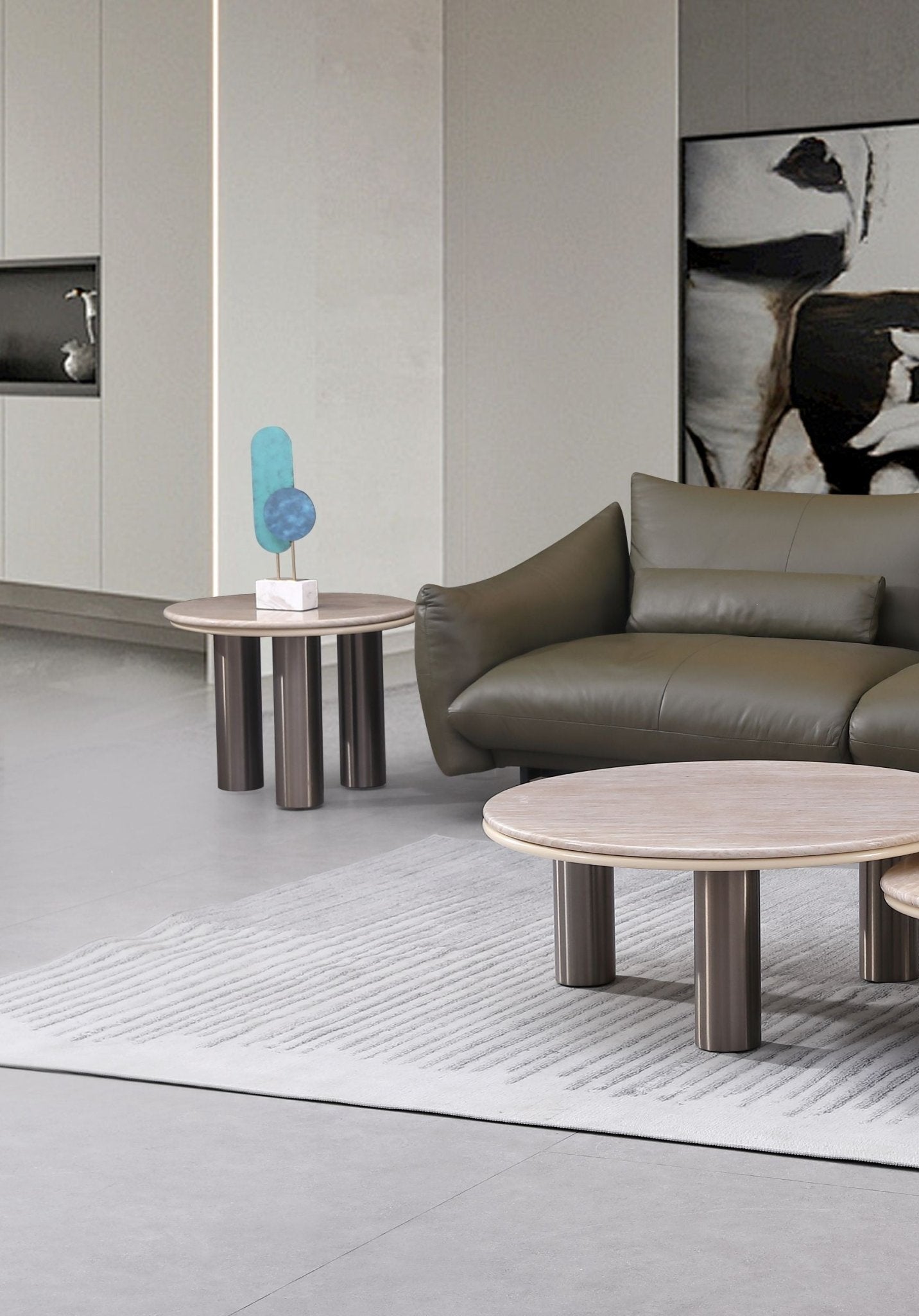Luner Modern Golden Marble Top Stainless Steel Base Side Table - Quality Rugs and Furniture