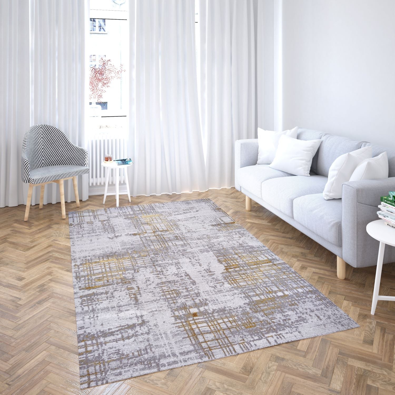 Marmaris D496A Grey/V.Gold Modern Area Rug - Quality Rugs and Furniture