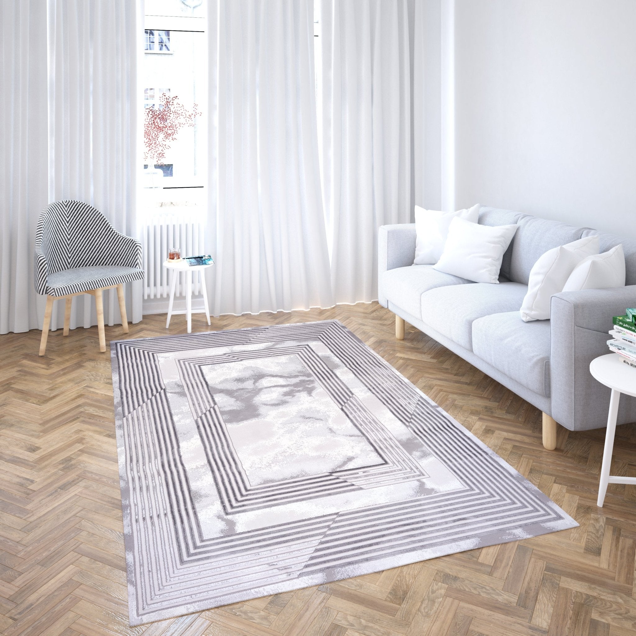 Marmaris E342B Grey/V.Grey Modern Area Rug - Quality Rugs and Furniture