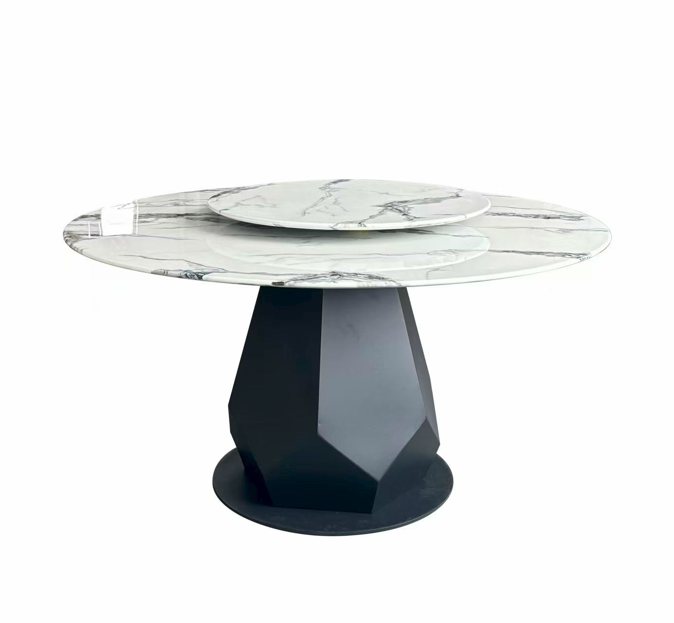 Fero Iron Frame White Marble Top Round Dining Table