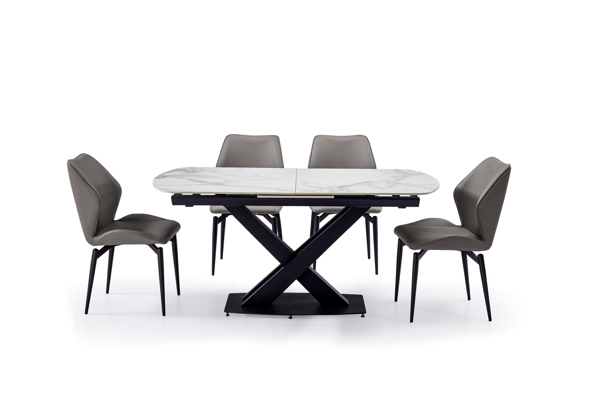 Narrah Luxury Sintered Stone Dining Table Stainless Steel Base Black - Quality Rugs and Furniture