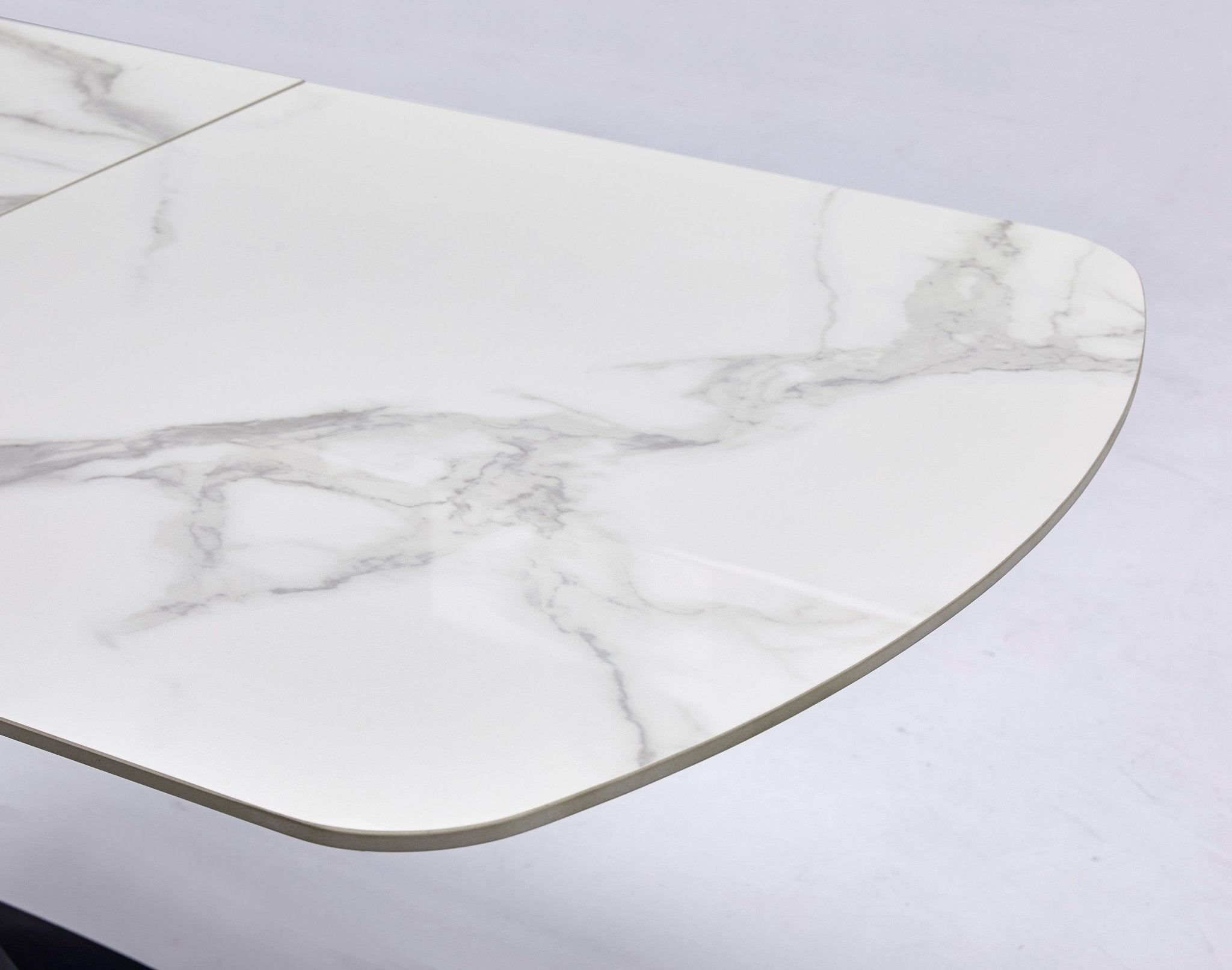 Narrah Luxury Sintered Stone Dining Table Stainless Steel Base Black - Quality Rugs and Furniture