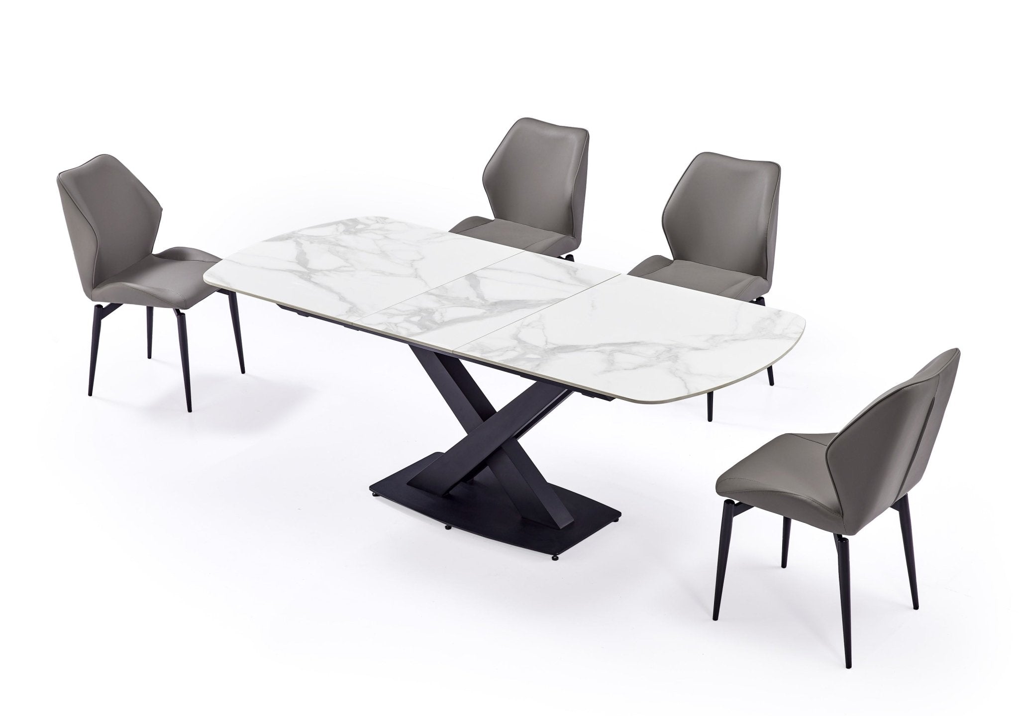 Narrah Luxury Sintered Stone Dining Table Stainless Steel Base Black - Quality Rugs and Furniture