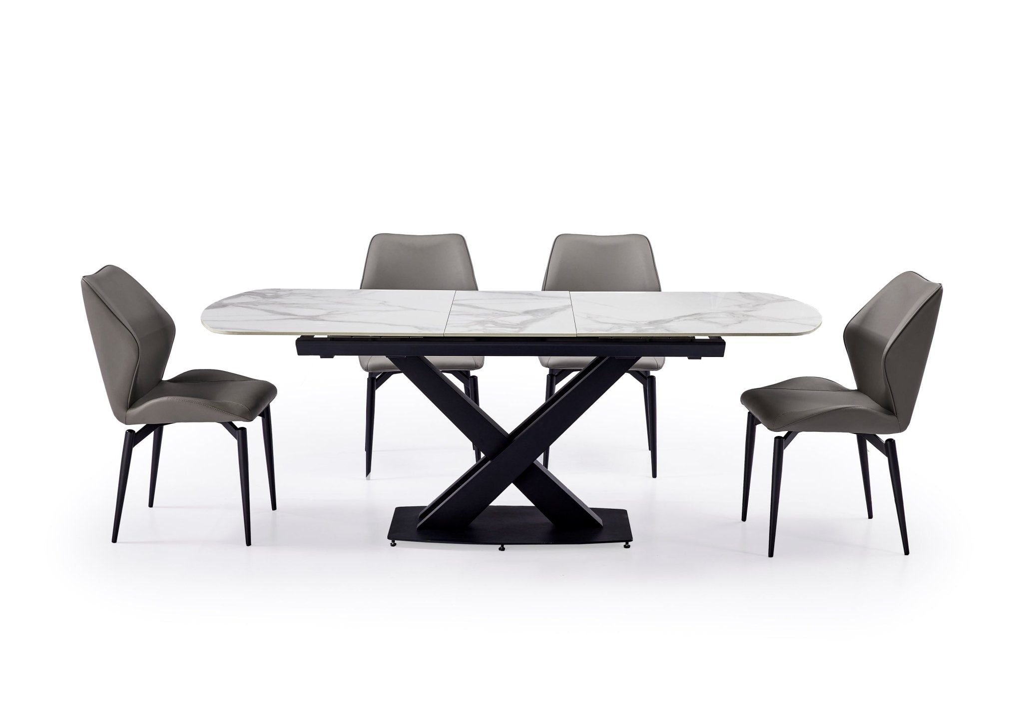 Narrah Luxury Sintered Stone Dining Table Stainless Steel Base Black - Quality Rugs and Furniture