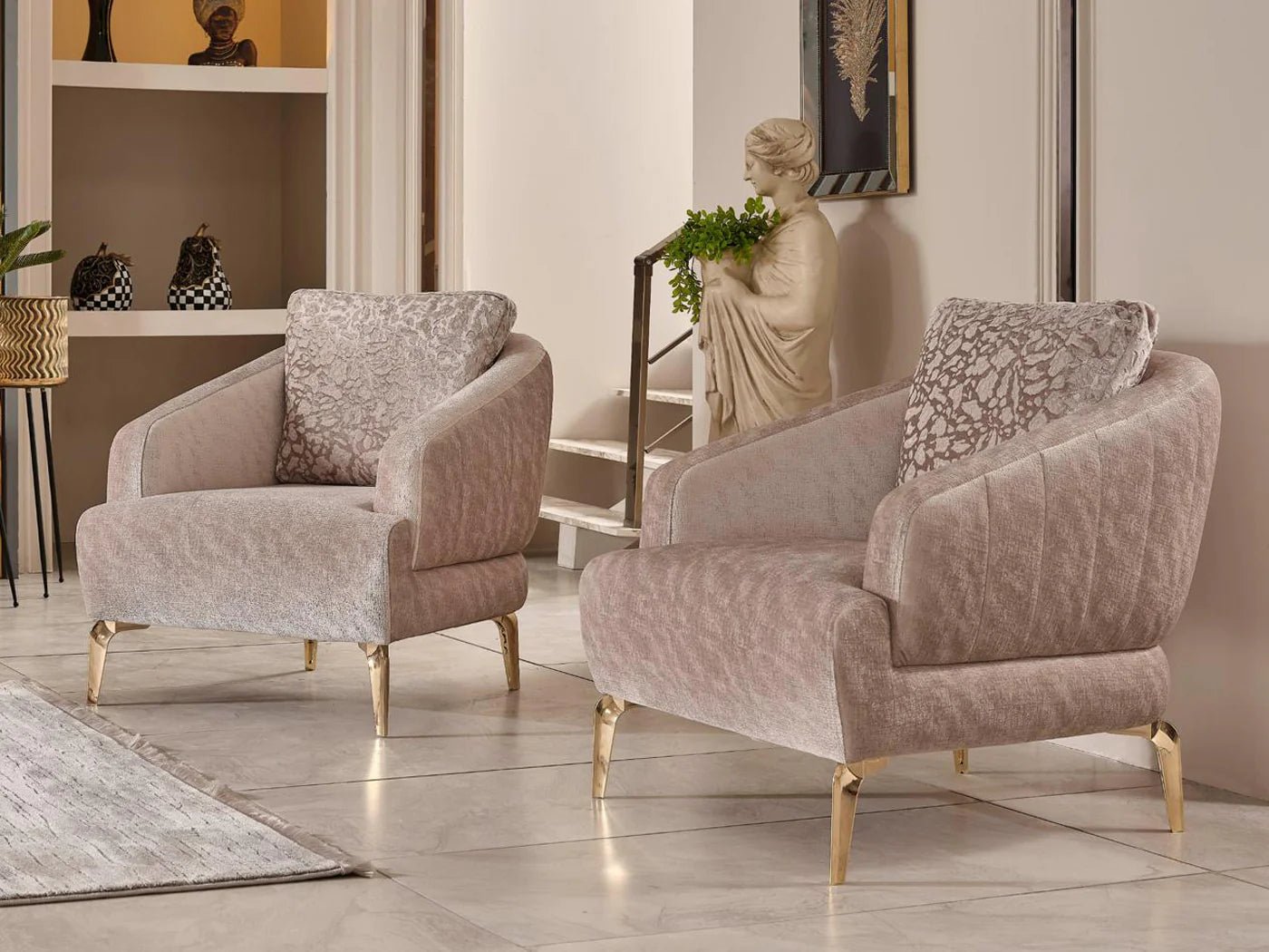 Nevada Luxury Velvet Sofa Set Cream - Quality Rugs and Furniture