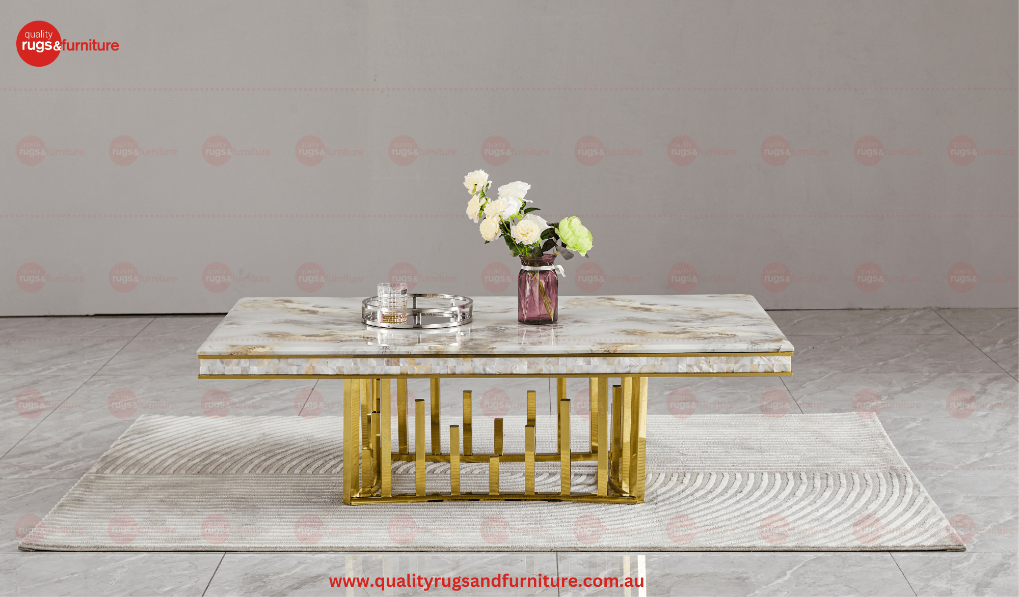 New Stela Coffee Table Marble Top Stainless Steel Base Gold - Quality Rugs and Furniture